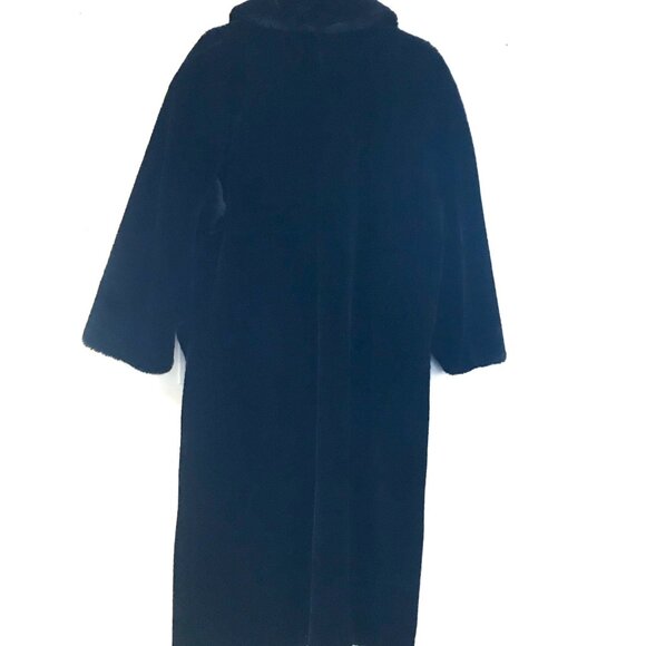VTG Dasco Faux fur coat black maxi women's L soft quiet luxury old money winter - Picture 2 of 7